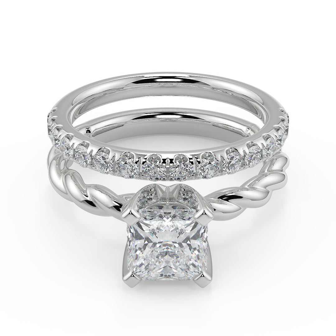 Lily Twisted Rope Solitaire Princess Cut Diamond Engagement Ring - Nivetta