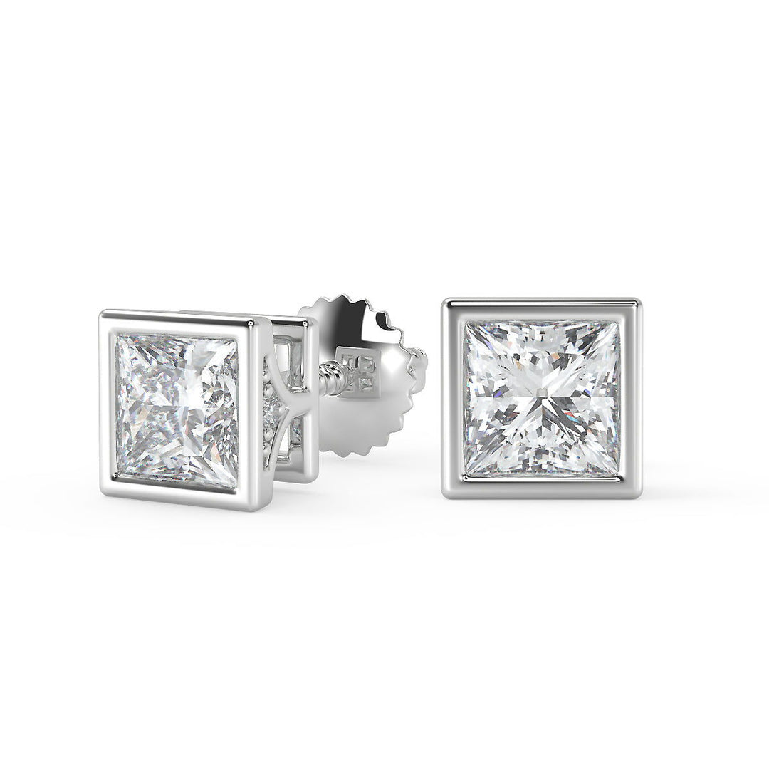 Londyn Princess Cut Bezel Earrings - Nivetta