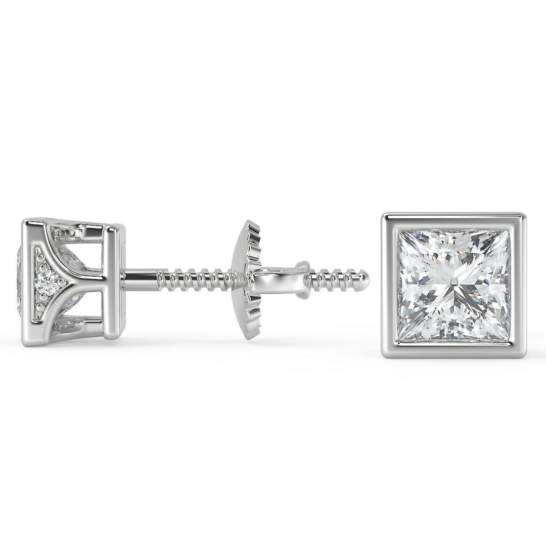 Londyn Princess Cut Bezel Earrings - Nivetta