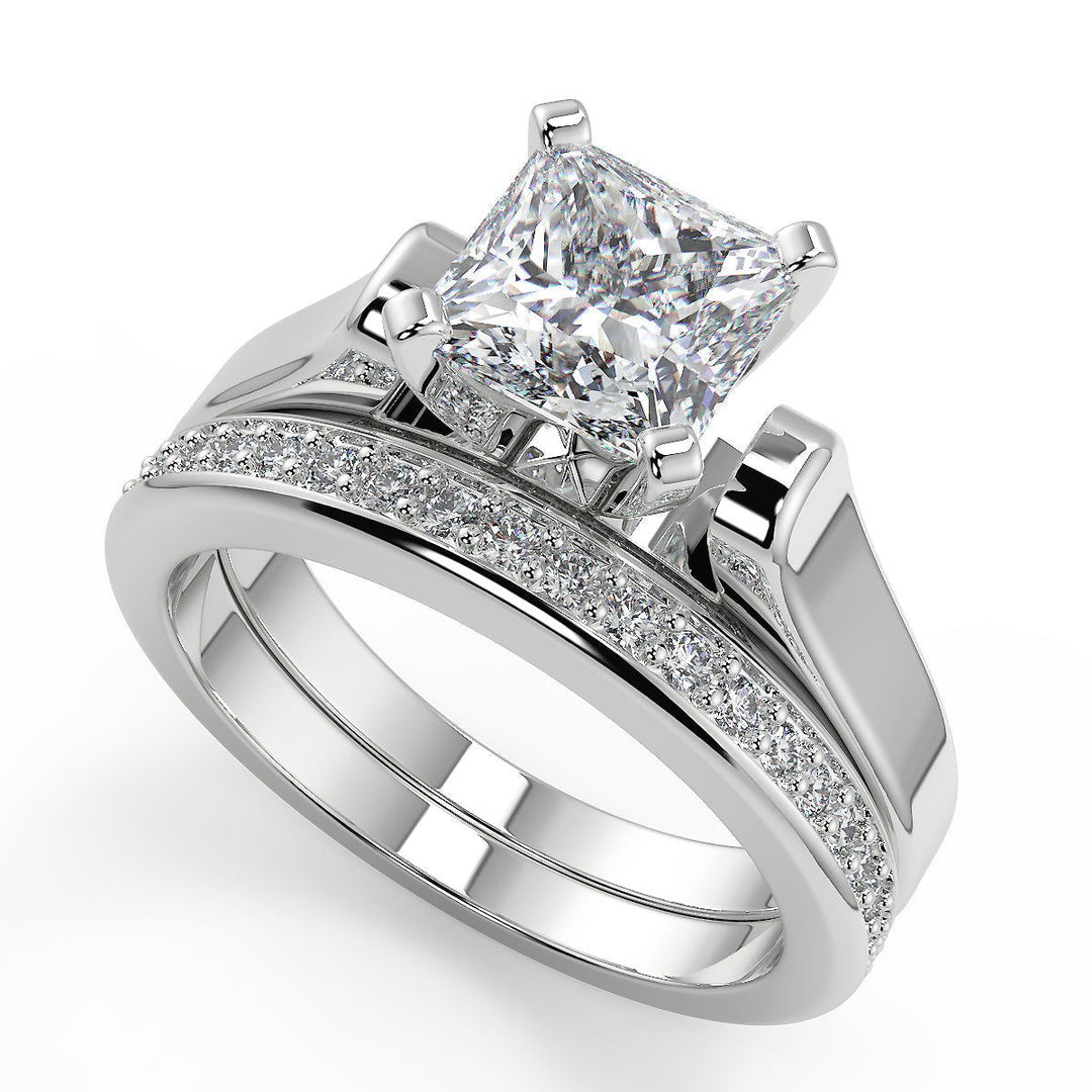 Lorelai 4 Prong Cathedral Princess Diamond Engagement Ring - Nivetta