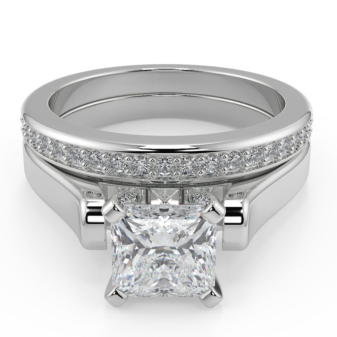 Lorelai 4 Prong Cathedral Princess Diamond Engagement Ring - Nivetta