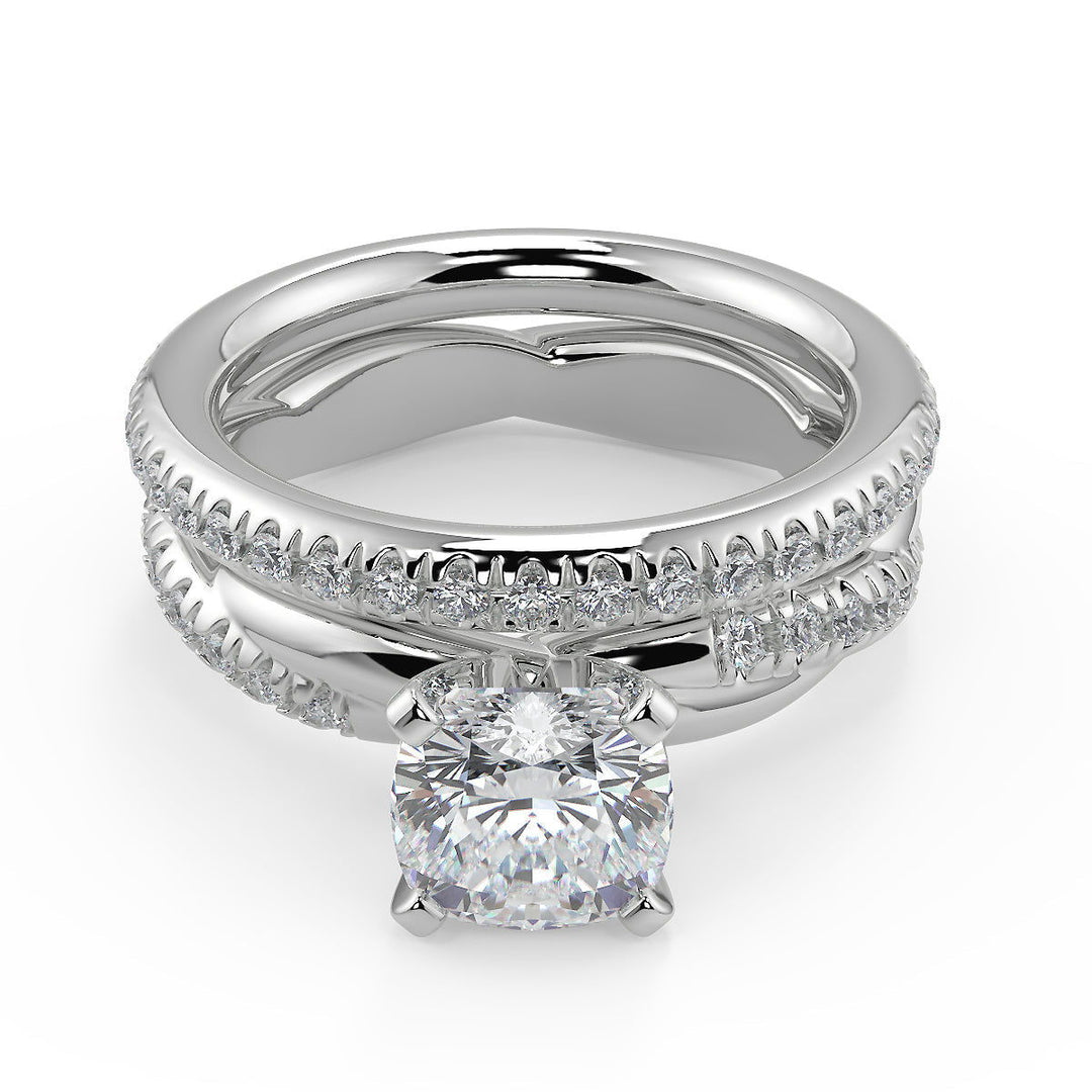 Lorelei Pave Twist Rope Cushion Cut Diamond Engagement Ring - Nivetta