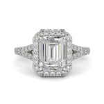Load image into Gallery viewer, Luciana Emerald Cut Halo Split Shank Claw Set Engagement Ring - Nivetta
