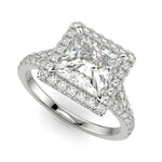 Load image into Gallery viewer, Luciana Princess Cut Pave Halo Split Shank Claw Set Ring - Nivetta
