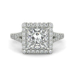 Load image into Gallery viewer, Luciana Princess Cut Pave Halo Split Shank Claw Set Ring - Nivetta
