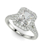 Load image into Gallery viewer, Luciana Radiant Cut Halo Split Shank Claw Set Engagement Ring - Nivetta
