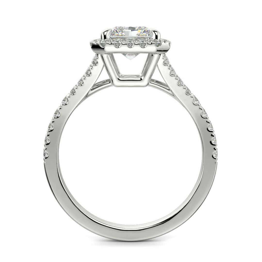 Luciana Radiant Cut Halo Split Shank Claw Set Engagement Ring - Nivetta