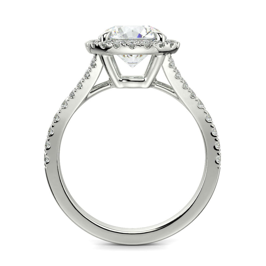 Luciana Round Cut Halo Split Shank Claw Set Engagement Ring - Nivetta