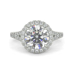 Load image into Gallery viewer, Luciana Round Cut Halo Split Shank Claw Set Engagement Ring - Nivetta
