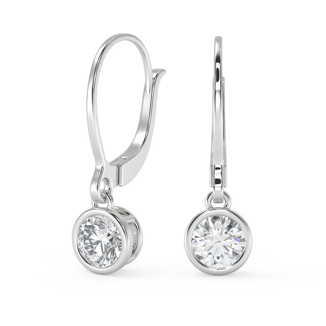 Maddison Round Cut Bezel Earrings Leverback - Nivetta