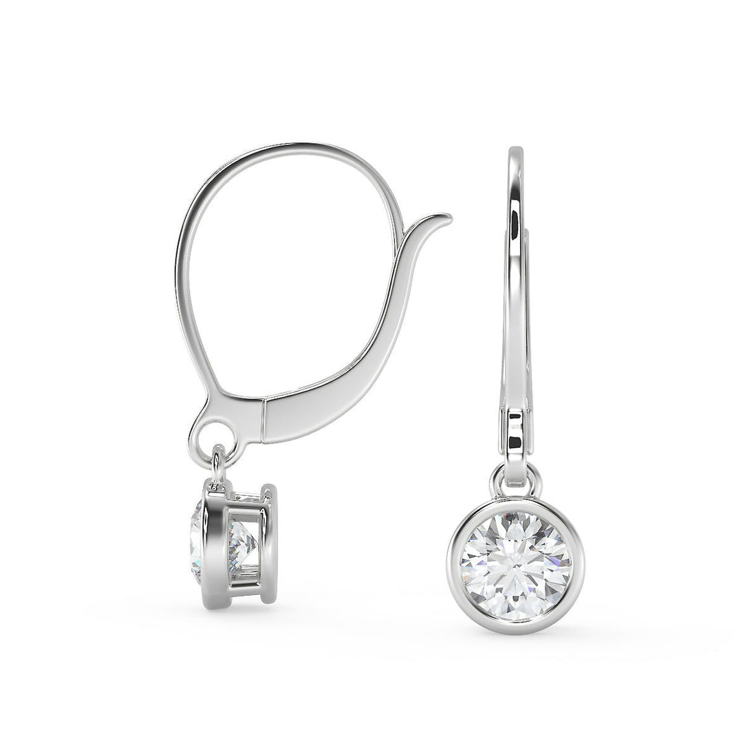 Maddison Round Cut Bezel Earrings Leverback - Nivetta