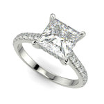 Load image into Gallery viewer, Madeline Princess Cut Pave Hidden Halo 4 Prong Claw Set Engagement Ring Setting - Nivetta
