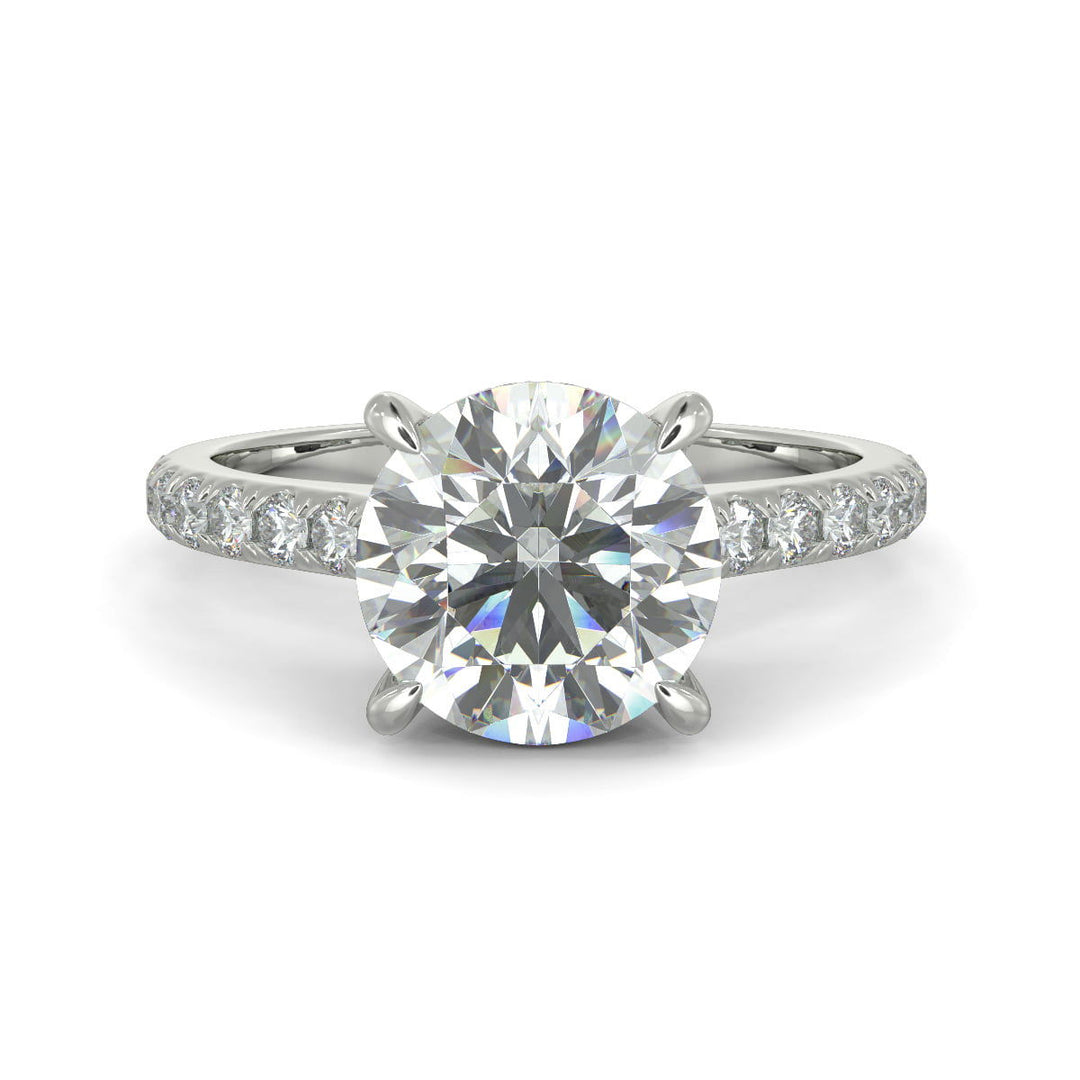 Madeline Round Cut Pave Hidden Halo 4 Prong Claw Set Engagement Ring Setting - Nivetta