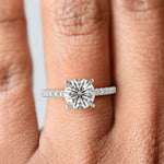 Load image into Gallery viewer, Madeline Round Cut Pave Hidden Halo 4 Prong Claw Set Engagement Ring Setting - Nivetta
