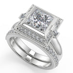 Load image into Gallery viewer, Maleah Halo Bezel Set Princess Cut Diamond Engagement Ring - Nivetta
