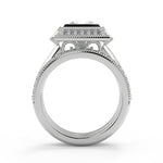 Load image into Gallery viewer, Maleah Halo Bezel Set Princess Cut Diamond Engagement Ring - Nivetta
