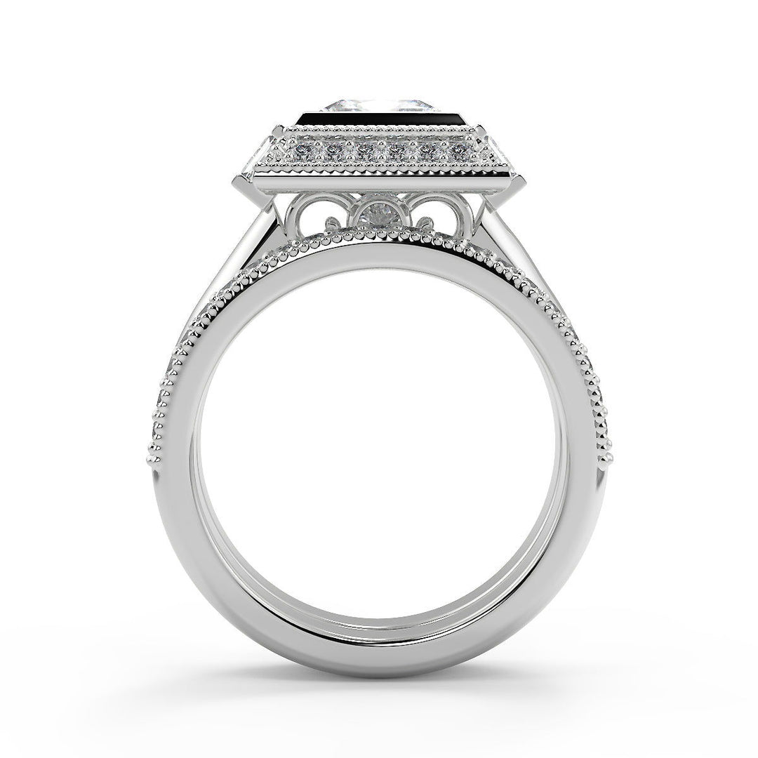 Maleah Halo Bezel Set Princess Cut Diamond Engagement Ring - Nivetta