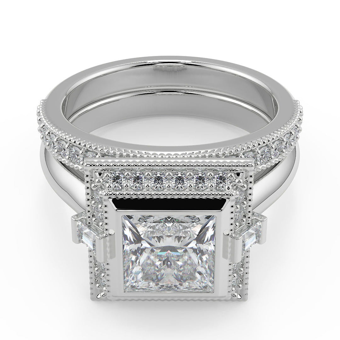 Maleah Halo Bezel Set Princess Cut Diamond Engagement Ring - Nivetta