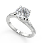 Load image into Gallery viewer, Marely Bypass Micro Pave Modern Round Cut Diamond Engagement Ring - Nivetta
