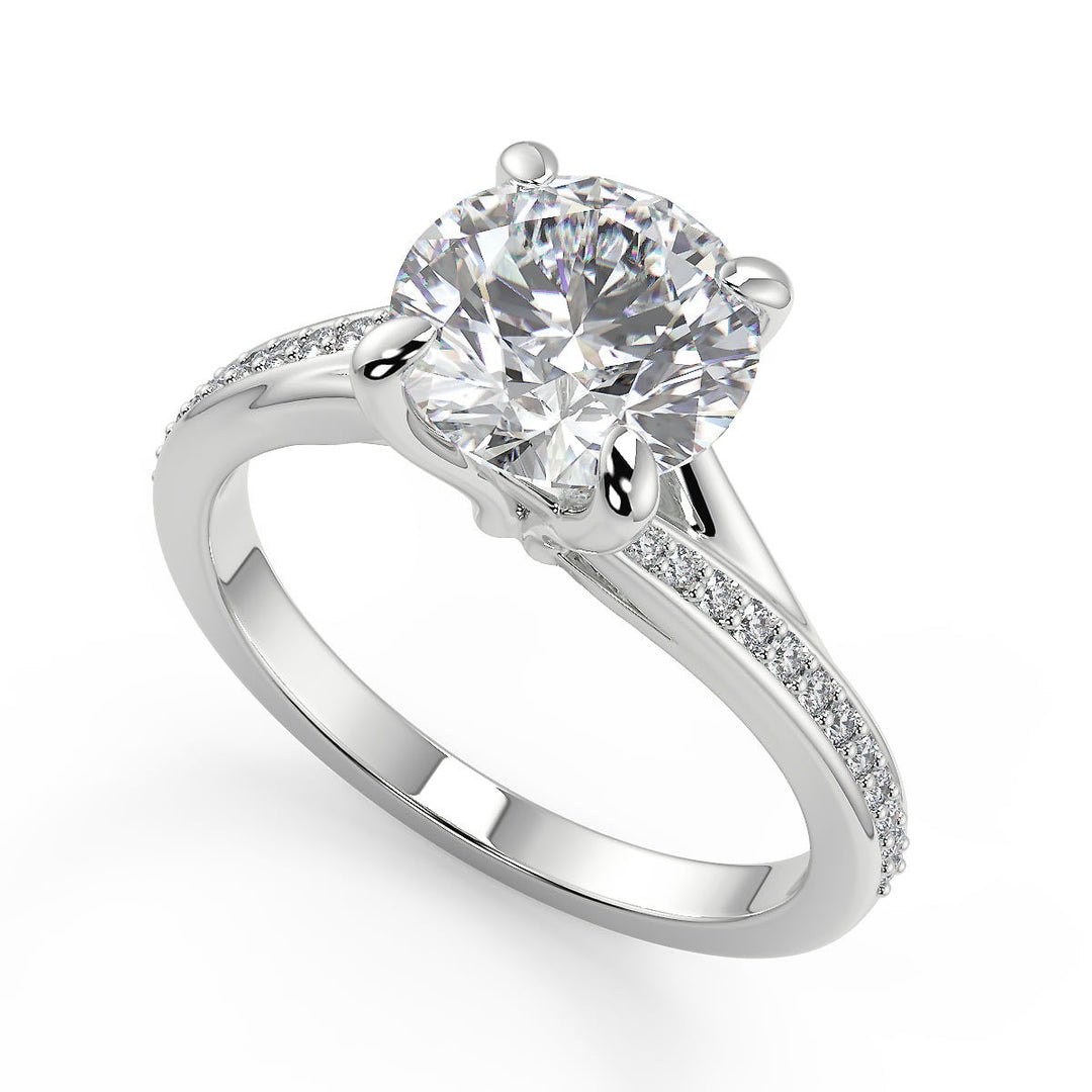 Marely Bypass Micro Pave Modern Round Cut Diamond Engagement Ring - Nivetta