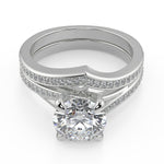 Load image into Gallery viewer, Marely Bypass Micro Pave Modern Round Cut Diamond Engagement Ring - Nivetta
