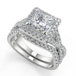 Load image into Gallery viewer, Maren Micro Pave Halo Princess Cut Diamond Engagement Ring - Nivetta
