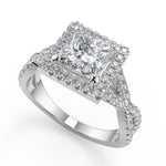 Load image into Gallery viewer, Maren Micro Pave Halo Princess Cut Diamond Engagement Ring - Nivetta
