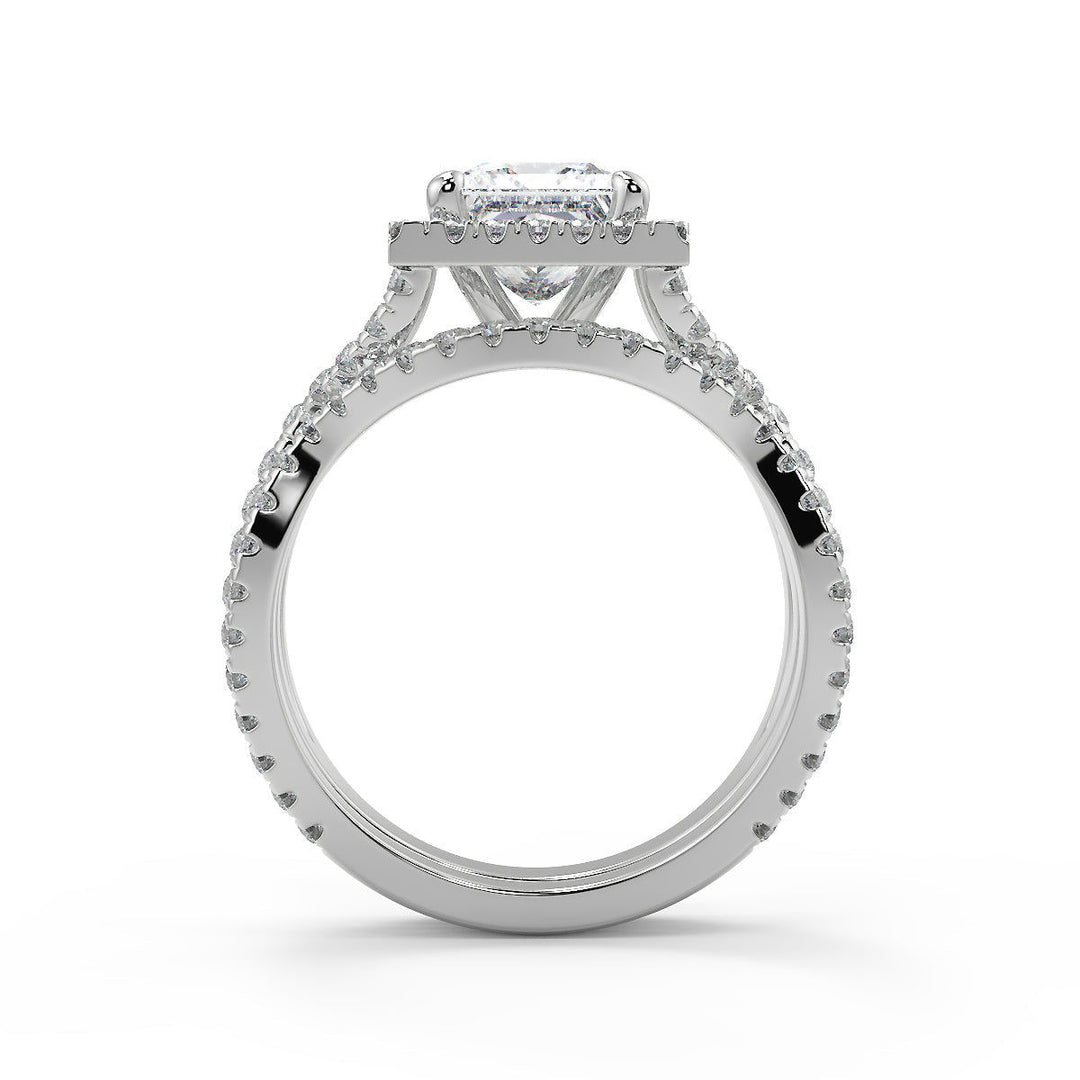 Maren Micro Pave Halo Princess Cut Diamond Engagement Ring - Nivetta