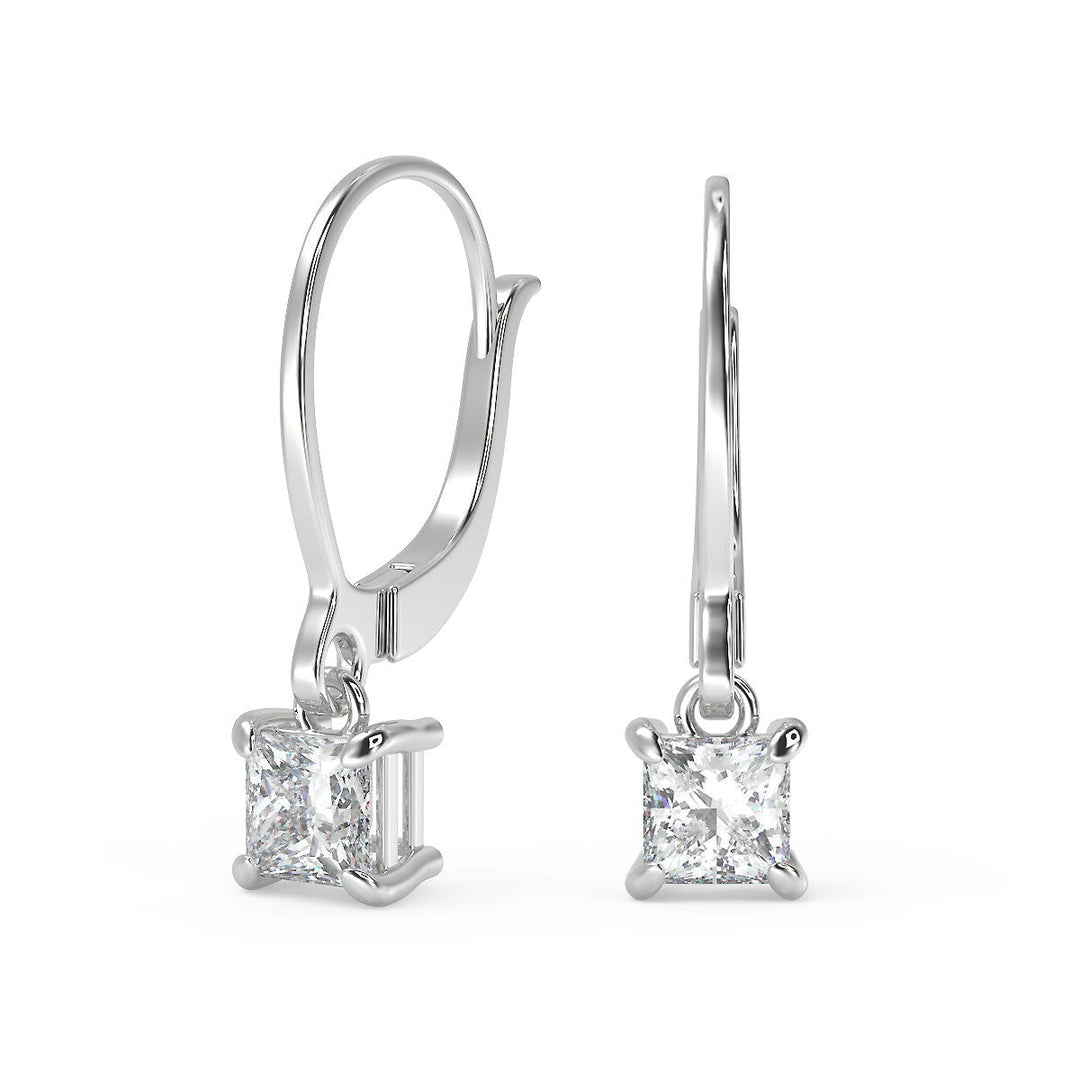 Marie Princess Cut Earrings Leverback - Nivetta