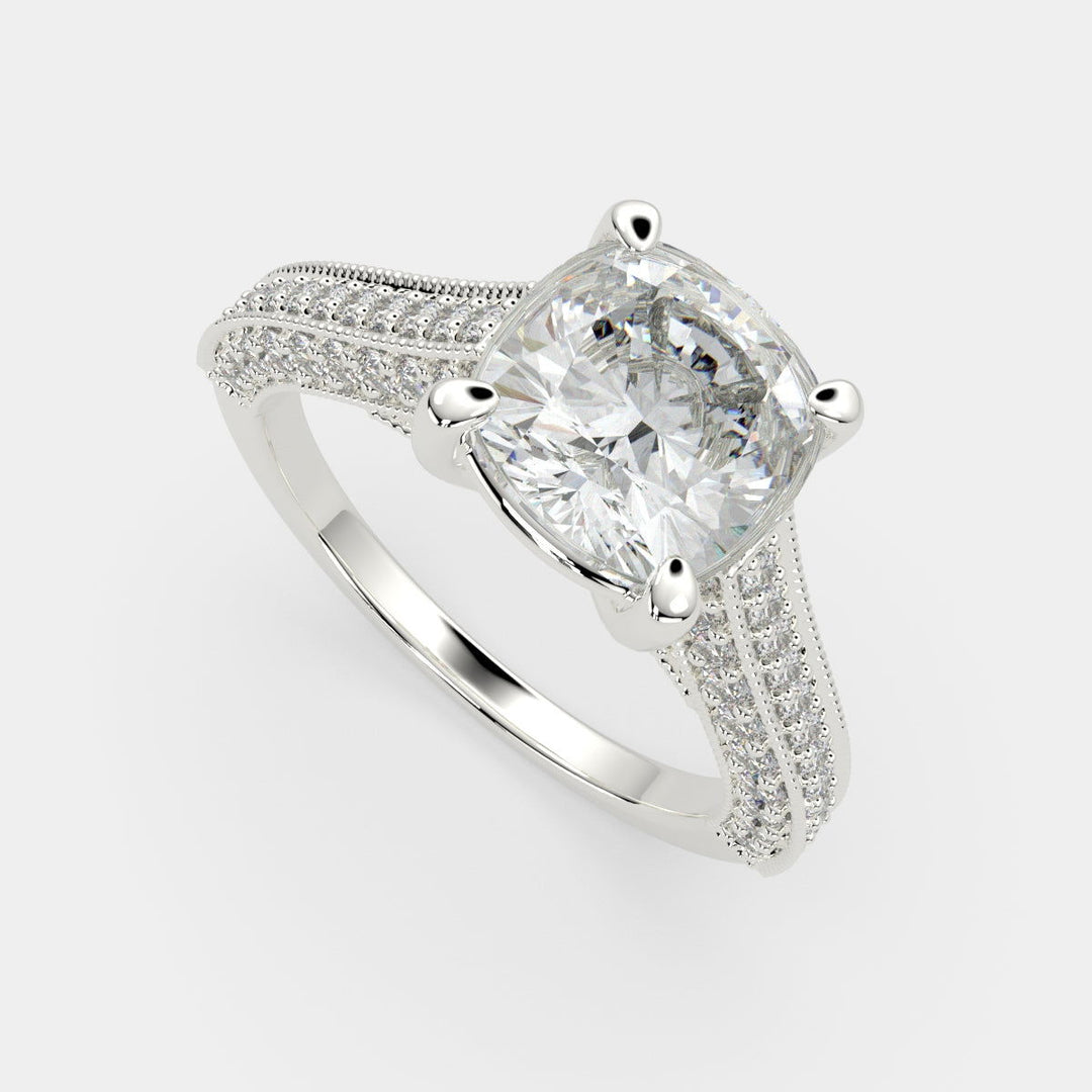 Martina Cushion Cut Pave Engagement Ring Setting - Nivetta