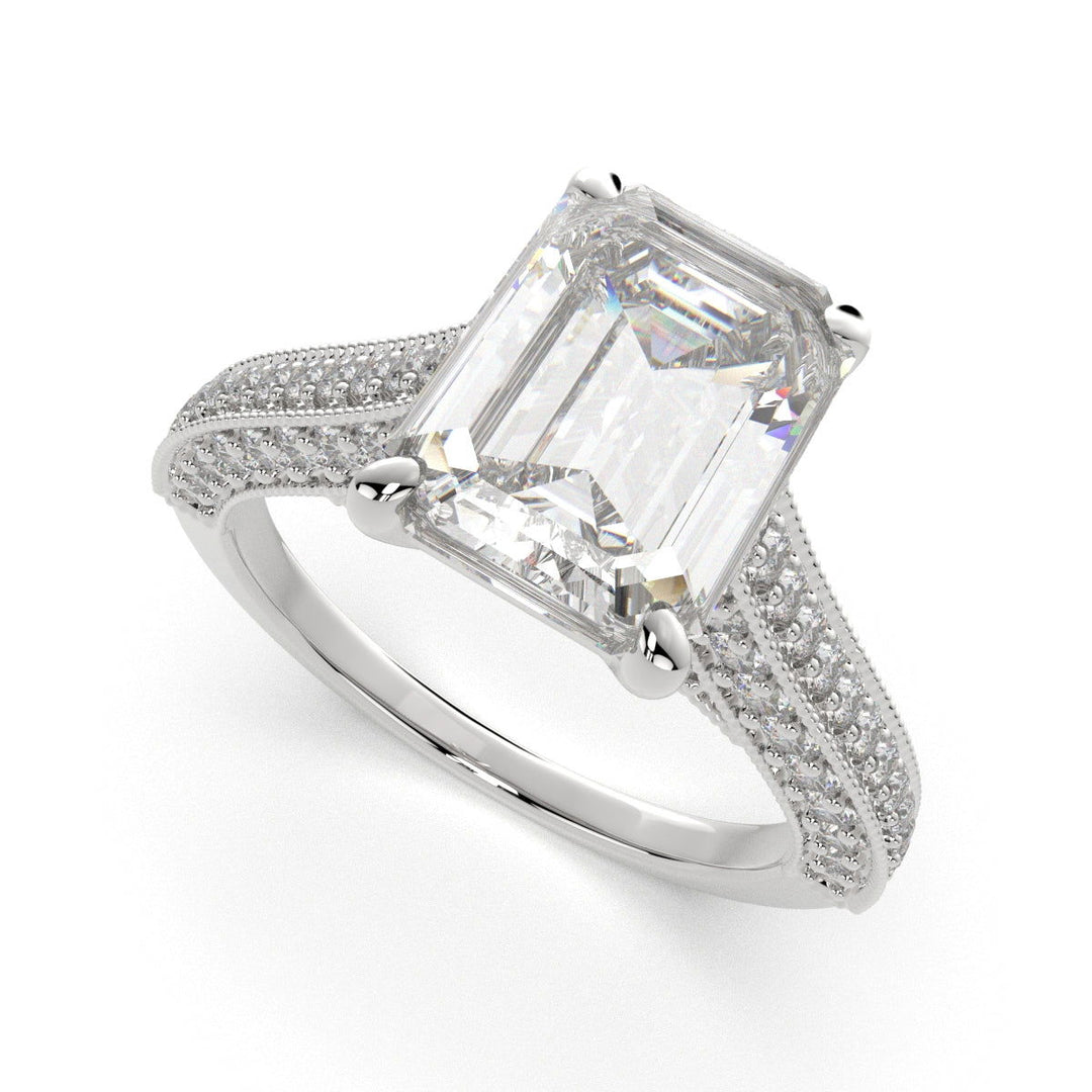 Martina Emerald Cut Pave Engagement Ring Setting - Nivetta