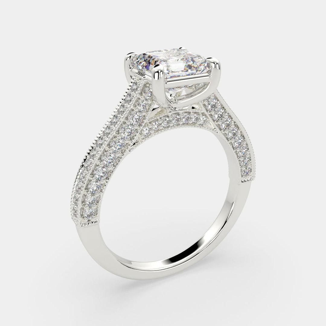 Martina Emerald Cut Pave Engagement Ring Setting - Nivetta