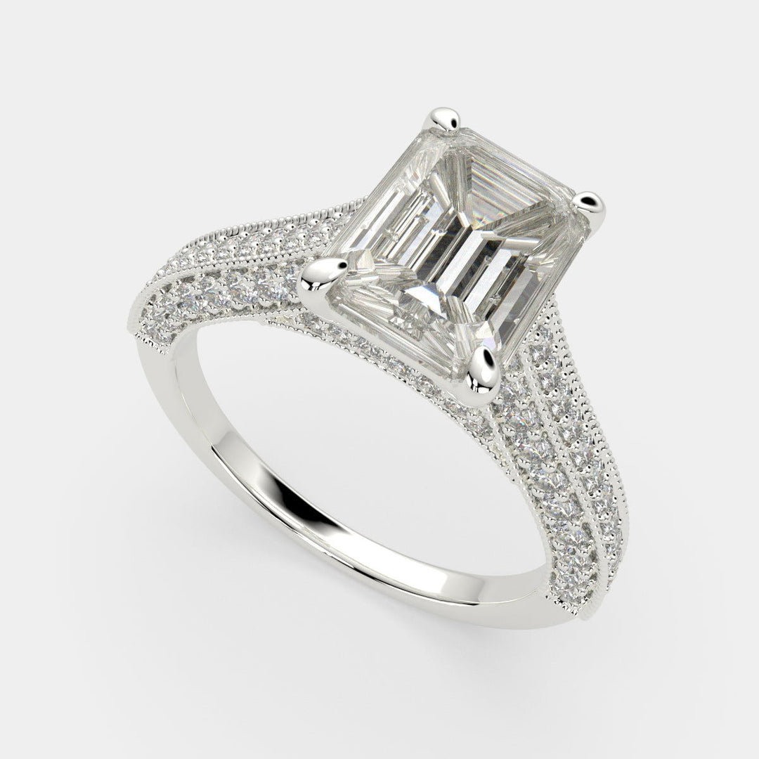 Martina Emerald Cut Pave Engagement Ring Setting - Nivetta