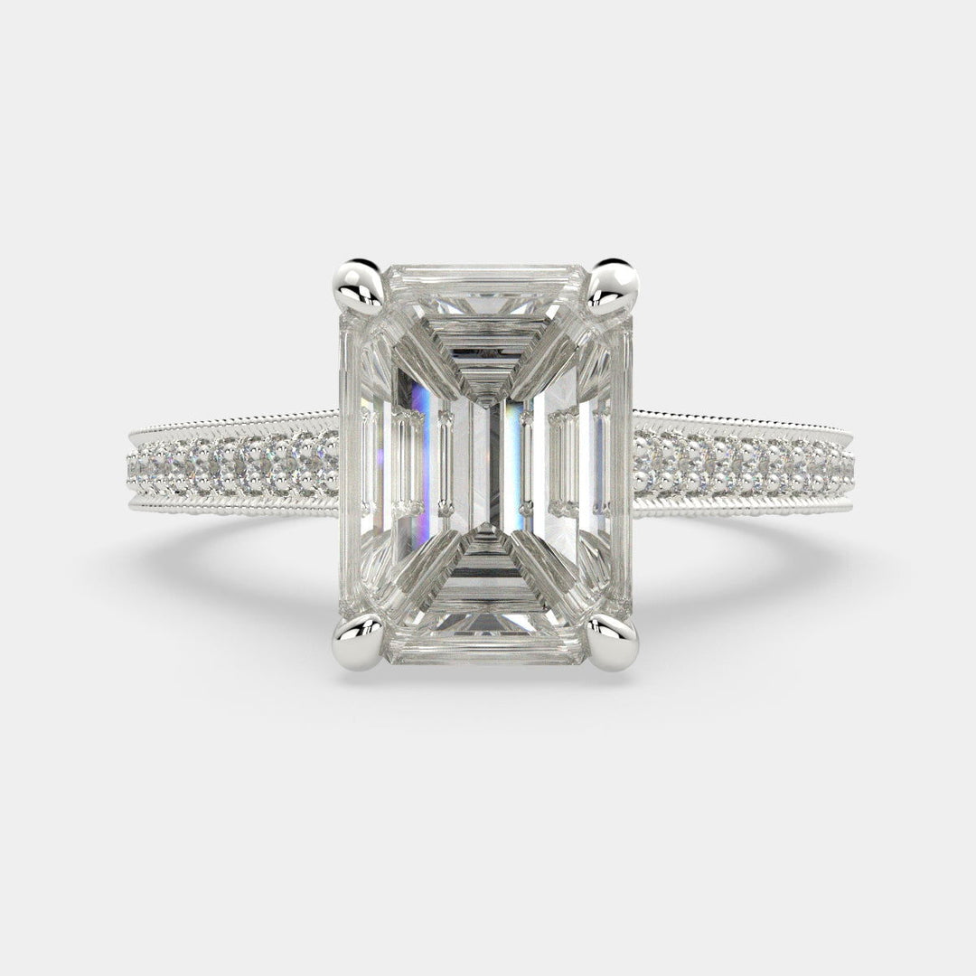 Martina Emerald Cut Pave Engagement Ring Setting - Nivetta