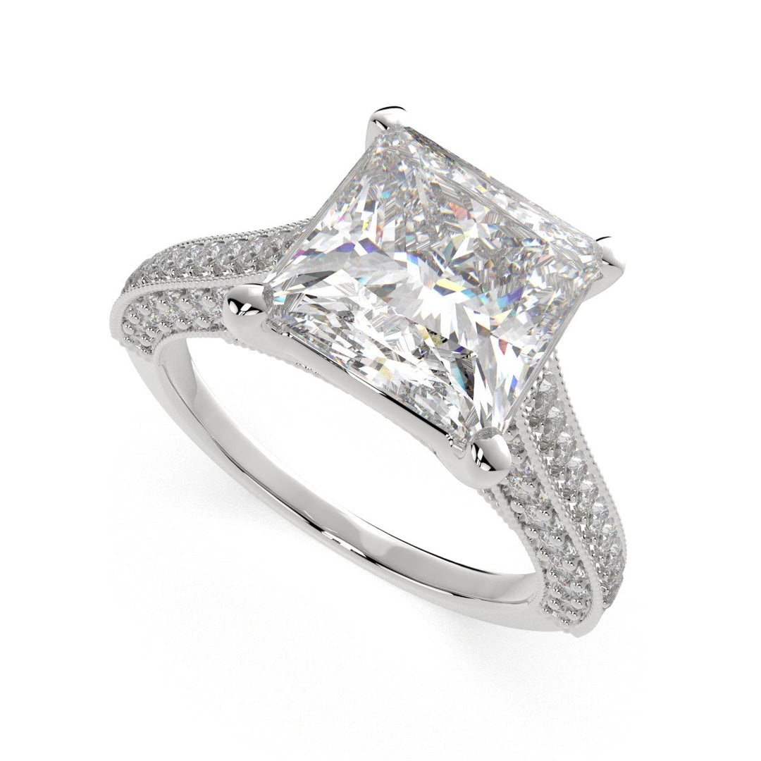 Martina Princess Cut Pave Engagement Ring Setting - Nivetta