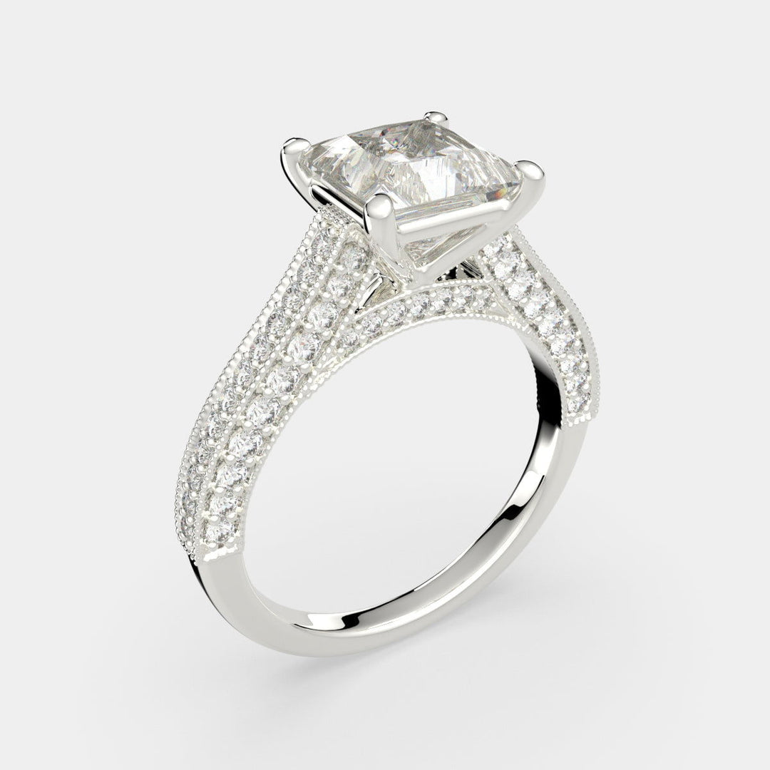 Martina Princess Cut Pave Engagement Ring Setting - Nivetta