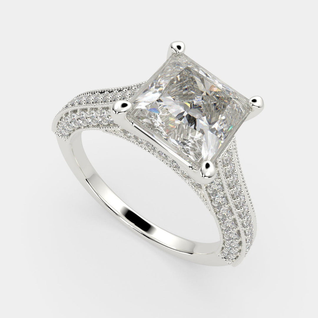 Martina Princess Cut Pave Engagement Ring Setting - Nivetta