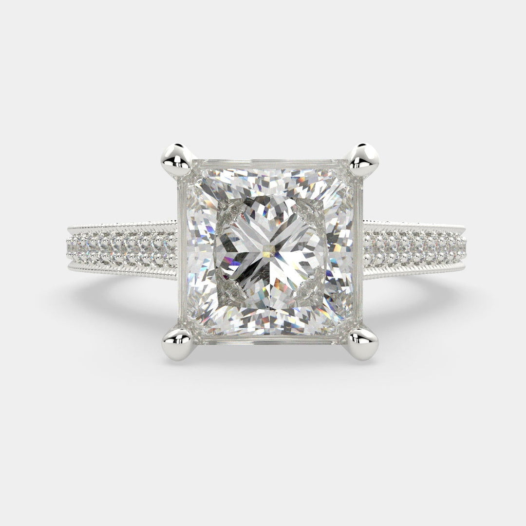 Martina Princess Cut Pave Engagement Ring Setting - Nivetta