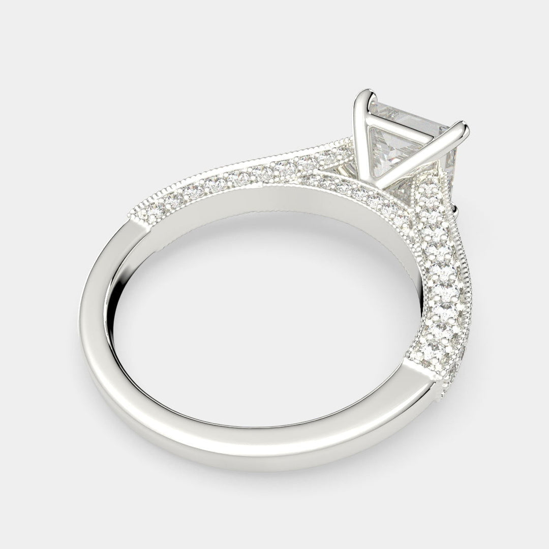 Martina Princess Cut Pave Engagement Ring Setting - Nivetta