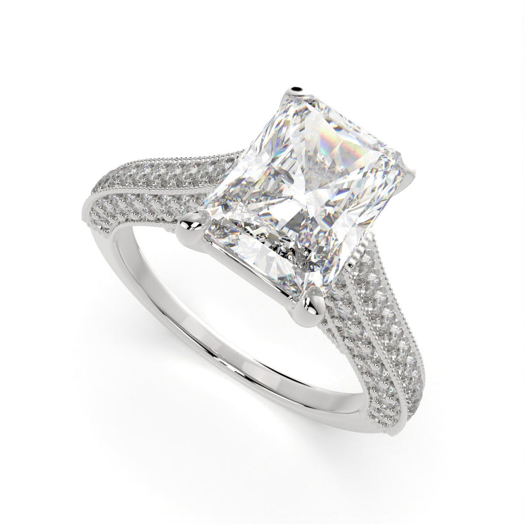 Martina Radiant Cut Pave Engagement Ring Setting - Nivetta