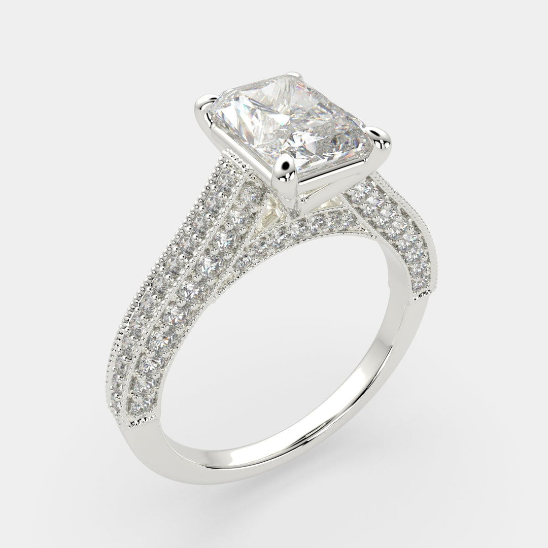 Martina Radiant Cut Pave Engagement Ring Setting - Nivetta