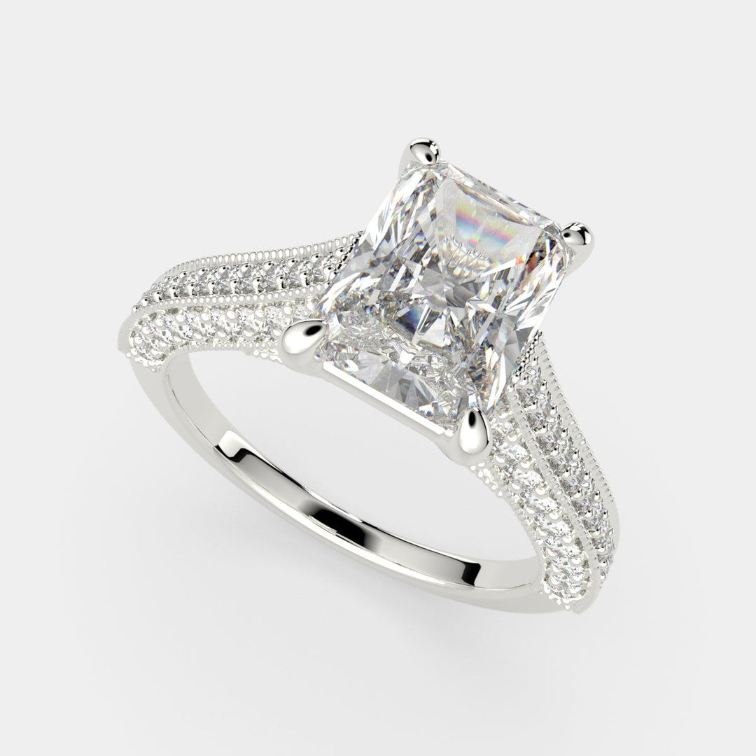 Martina Radiant Cut Pave Engagement Ring Setting - Nivetta