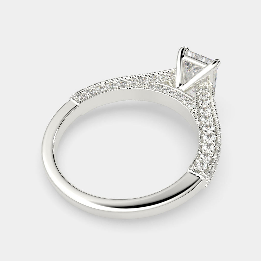 Martina Radiant Cut Pave Engagement Ring Setting - Nivetta