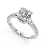 Load image into Gallery viewer, Maryjane Classic 4 Prong Pave Cushion Cut Diamond Engagement Ring - Nivetta
