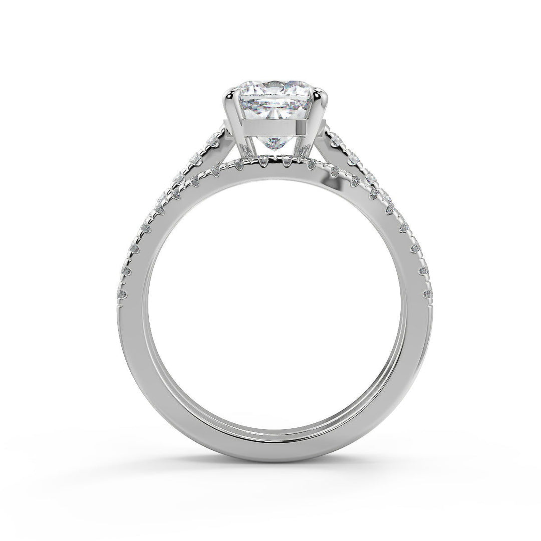 Maryjane Classic 4 Prong Pave Cushion Cut Diamond Engagement Ring - Nivetta