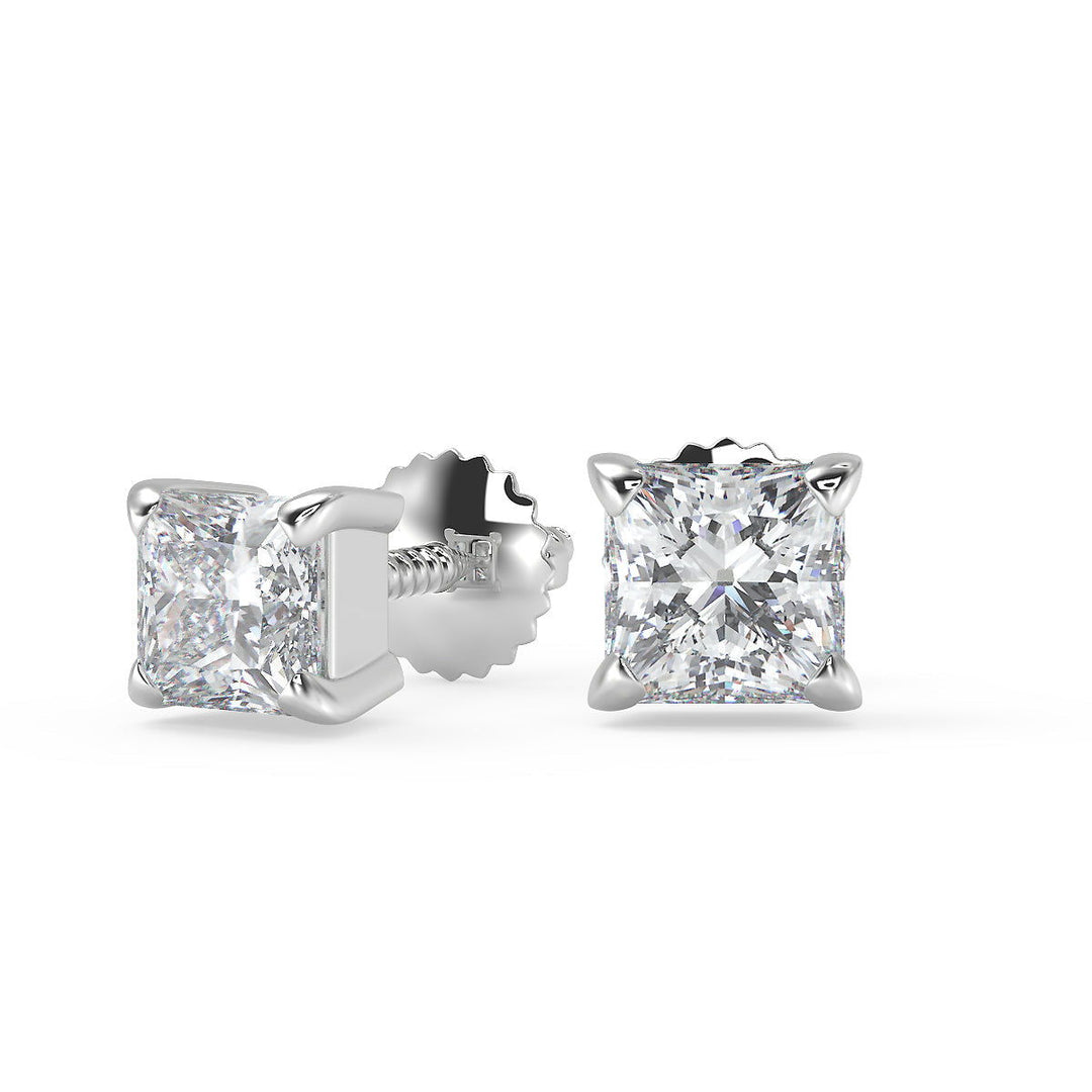 Megan Princess Cut Stud Earrings - Nivetta