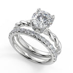Load image into Gallery viewer, Megan Twisted Rope Solitaire Round Cut Diamond Engagement Ring - Nivetta

