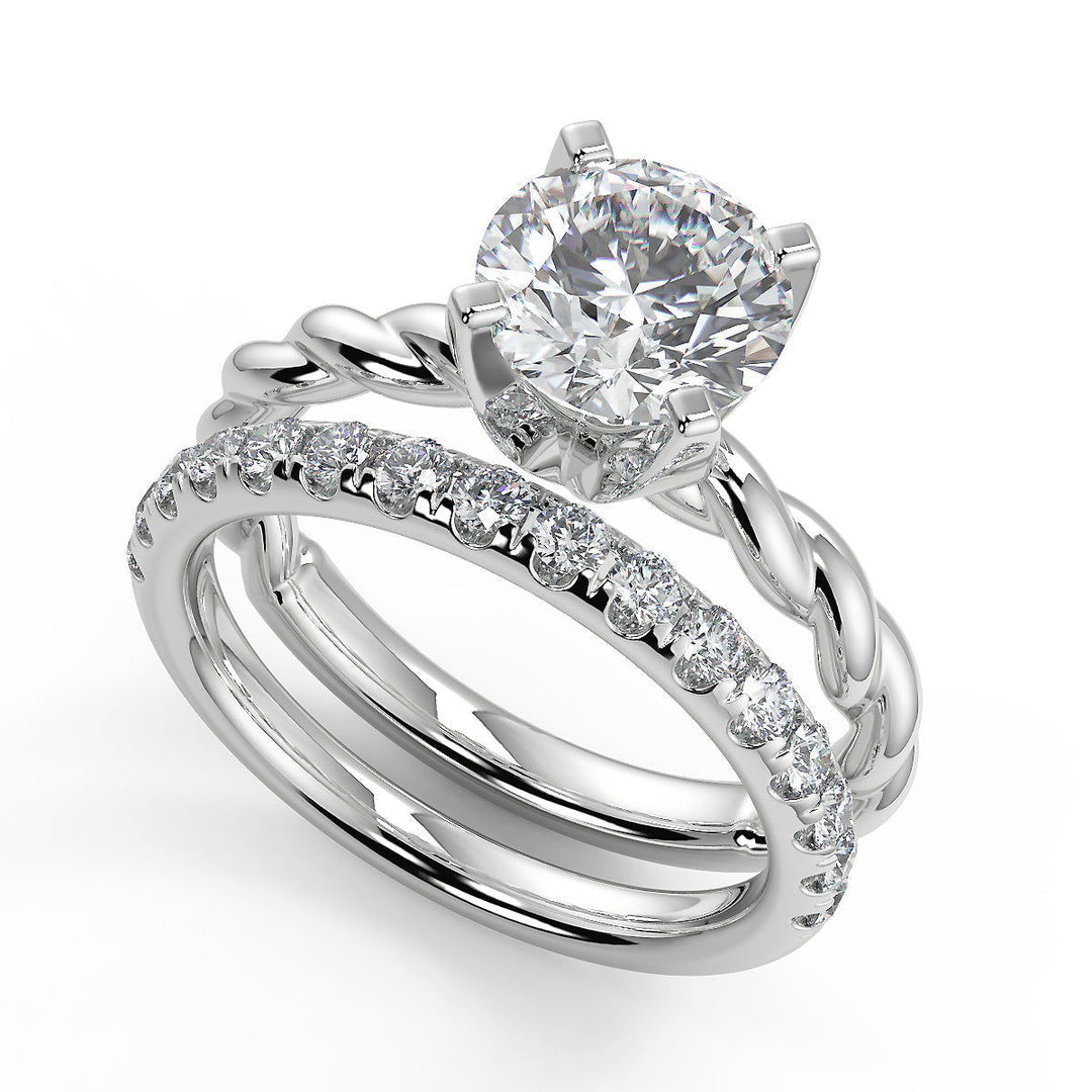 Megan Twisted Rope Solitaire Round Cut Diamond Engagement Ring - Nivetta