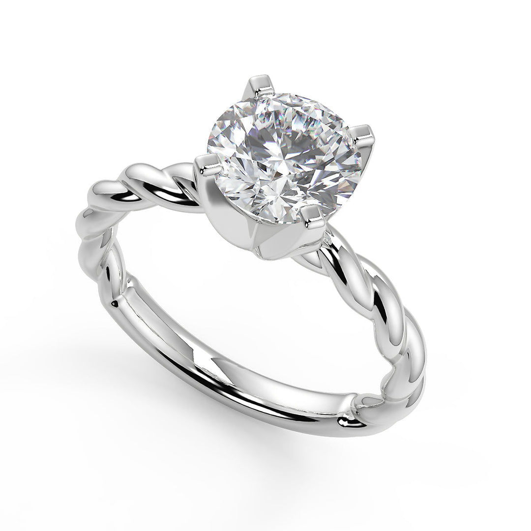 Megan Twisted Rope Solitaire Round Cut Diamond Engagement Ring - Nivetta
