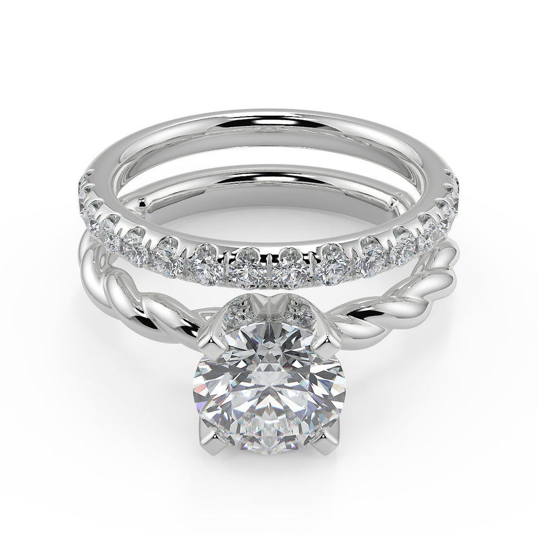 Megan Twisted Rope Solitaire Round Cut Diamond Engagement Ring - Nivetta